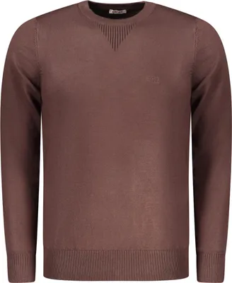Produktbild von Eleganter brauner Herrenpullover mit Stickerei und Rundhalsausschnitt