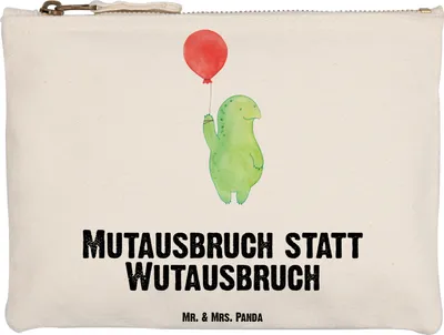 Produktbild von Mr. & Mrs. Panda Schlampermäppchen Schildkröte Luftballon Grösse XL Große - Weiß - Geschenk, Kulturtasche, Schminktasche, Schildkröten, Motivation, Federmappe, Pouch
