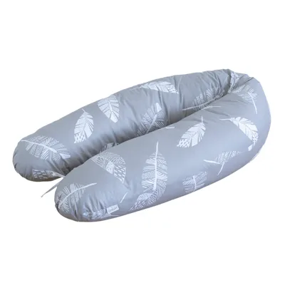 Produktbild von 100% Baumwolle Stillkissen Feder Grau 170 cm M/L Kissen Seitenschläferkissen Schwangerschaftskissen Bezug Relaxkissen Schlafen Schwangere LOOLAY®