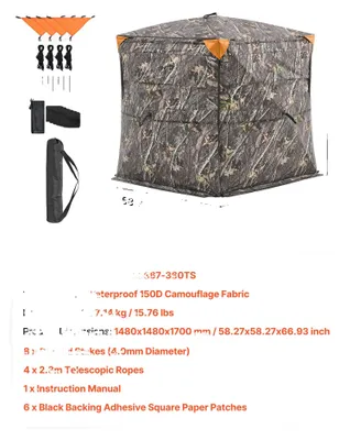 Obrázek produktu pro Lovecká chata, kapacita 2-3 osoby, voděodolný materiál, 58x58inch