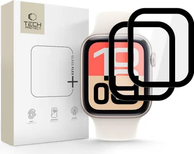 Immagine prodotto di Vetro ibrido Tech-Protect Glass Flex+ - Confezione da 2 per Apple Watch 4 / 5 / 6 / SE 1 / 2 / 3 (40 mm) - Nero