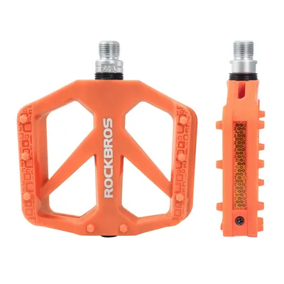 Produktbild von ROCKBROS Mountainbike-Pedale, 9/16" rutschfeste Nylonfaser-MTB-Pedale mit Reflektoren und abgedichteten Lagern, leichte und breite Plattform, Orange