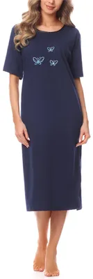 Image de Chemise de nuit à manches courtes pour femme Merry Style 91LW1 (bleu foncé (manches courtes), 36 (taille du fabricant : S))