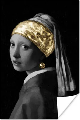 Produktbild von MuchoWow® Poster Mädchen mit einem Perlenohrring - Johannes Vermeer - Gold 120x180 cm - Kunstposter