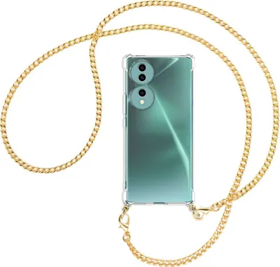 Produktbild von Handykette Backcover-Schutzhülle mit Band (Metall goldfarben) für Honor 70 5G (FNE-AN00, 6.67'') - goldfarbene Kette