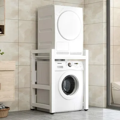 Image de Armoire à lave-linge - Sèche-linge - Armoire de rangement pour lave-linge - Armoire de salle de bain - Armoire pour buanderie - Étagères réglables