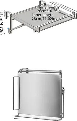 Image de Étagère de cuisine, design pliable, socle réglable, gris argenté
