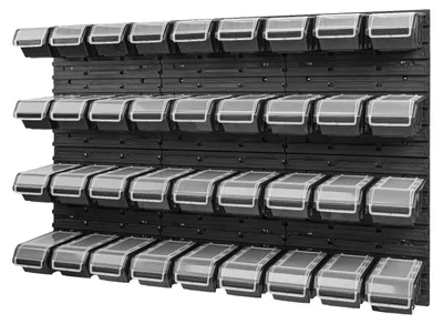 Produktbild von PAFEN Stapelbox Wandregal - 1158 x 780 mm - Lagersystem 36 Stück Boxen, Schwarz