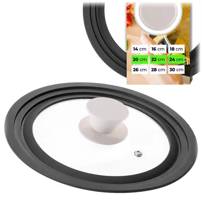 Produktbild von KADAX Universaldeckel 20/22/24 cm, Universal Deckel für Töpfe & Pfannen, Pfannendeckel, Glasdeckel mit Silikonrand und Dampfloch, Topfdeckel (Beige)