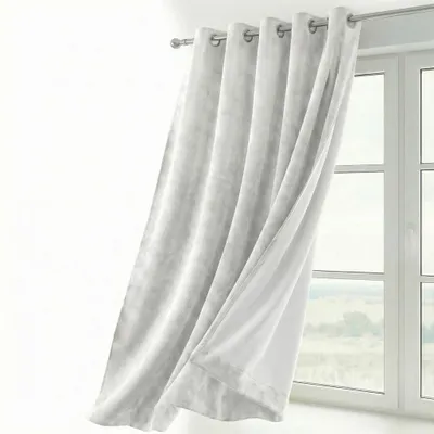 Produktbild von Samt Vorhang Ösen Gardine Velvet blickdicht abdunkelnd, Größe und Farbe wählbar,140x245cm,Weiß