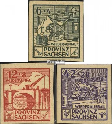 Produktbild von Briefmarken Sowjetische Zone (All.Bes.) 1946 Mi 87B-89B (kompl.Ausg.) postfrisch Wiederaufbau