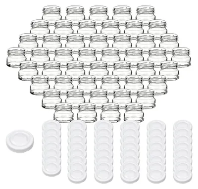Produktbild von 48er Set Einmachgläser 30 ml Mini mit Schraubdeckel - Runde Gläschen zum Einwecken, für Marmelade, Gewürze
