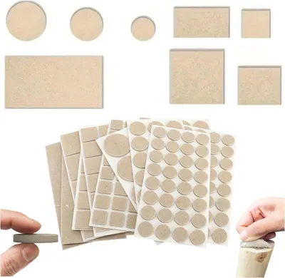 Produktbild von 202 Stück selbstklebende Filzgleiter Ø45/28/22mm rund und quadratisch beige für Möbel