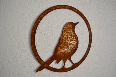 Produktbild von Rostdeko Vogel im Ring, Amsel, zum Hängen
