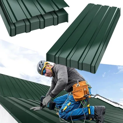 Image de Clanmacy 12xtôle trapézoïdale 115x45 cm=6 ㎡ Tôle de toit pour abri de jardin Carport tôle profilée tôle de toit tôle ondulée plaques de toit tôle murale vert
