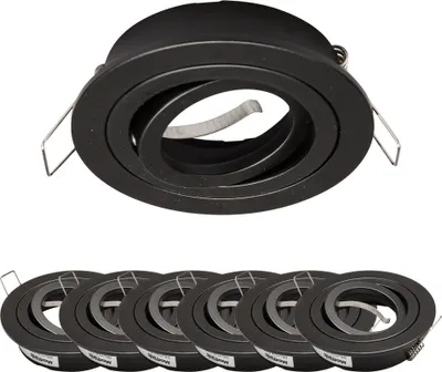 Produktbild von 6x Einbaurahmen GU10 SET Mattschwarz 648-MB Ø75 mm IP20