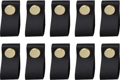 Produktbild von Natural Goods Berlin Möbelgriff SCHLUPPE, Möbelknopf, Schrankgriff, Knauf für Schublade und Tür, Schwarz, Gold (gebürstet), 10 Stück