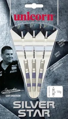 Produktbild von Unicorn Steeldartset Silver Star Gary Anderson, 21 gramm