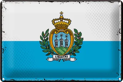 Produktbild von Blechschild Flagge San Marino 30x20cm Retro San Marino