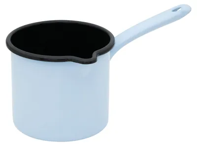 Produktbild von Riess Emaille Schnabeltopf mit Stiel Ø 12 cm, 1 l, Backemaille Blau
