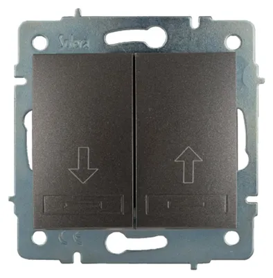 Image de Bouton-poussoir Double Pour Volet Roulant Encastré, Sans Cadre, 10 à 250 V~, Graphite