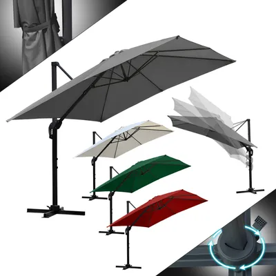 Obrázok produktu pre Jayseuw 300 cm záhradný slnečník s kľukou, naklápací, UV50+ LED sivý