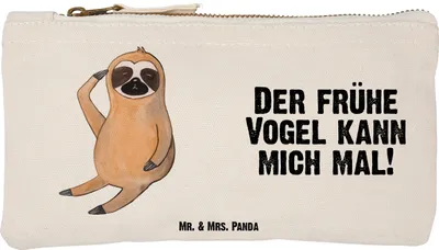 Produktbild von Mr. & Mrs. Panda Waschtasche Faultier Vogel Größe S Klein - Weiß - Geschenk, Früher, kosmetiktäschchen, Morgenmuffel, Kosmetiktasche, Schlampermäppchen, Pouch, Federmappe