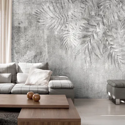 Produktbild von Vlies Fototapete Palmenblätter 400x280 cm Tapeten Wandtapete XXL Blätter Natur Pflanzenmotiv Betonoptik b-C-10145-a-b