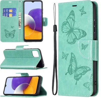 Produktbild von König Design Hülle kompatibel mit Samsung Galaxy A22 5G Kunstleder Handyhülle - Handy Case Grün