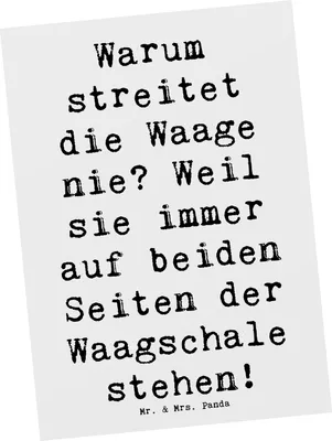 Produktbild von Mr. & Mrs. Panda Postkarte Spruch Waage Harmonie - Weiß - Geschenk, Harmoniebedürfnis, Geschenke Astrologie, Geschenkideen, Grußkarte, Postkarten, Tierkreiszeichen