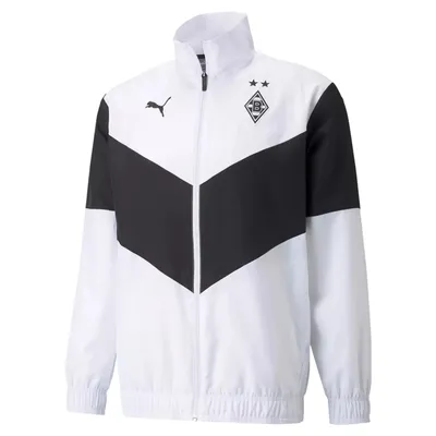 Produktbild von Puma Borussia Mönchengladbach Prematch Fußballjacke weiß-schwarz Herren BMG Jacke, Farbe:Weiß, Textil:S