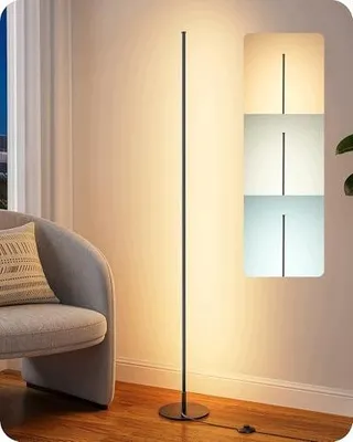 Zdjęcie produktu dla Lampa podłogowa LED regulowana wysokość minimalistyczna do salonu czarna