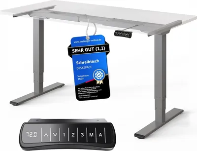 Produktbild von DESKSPACE PRO Plus Höhenverstellbarer Schreibtisch Gestell - Dual-Motor Tischgestell, Elektrisches Tischgestell mit Memory Funktion (Graues)