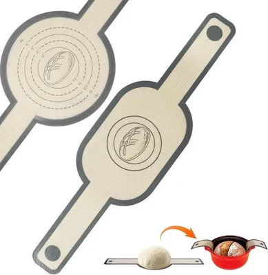 Immagine prodotto di Teglie in silicone per il pane - teglie in silicone antiaderenti con manici lunghi - set da 2 (ovale e rotonda) - inodori, ideali per il pane a lievitazione naturale