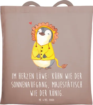Produktbild von Mr. & Mrs. Panda Shopping Tasche Löwe Astrologie - Braun Pastell - Geschenk, Sternzeichen, Geburtstagsgeschenk, Schultasche, Tote Bag, Tierkreiszeichen, Einkaufstasche
