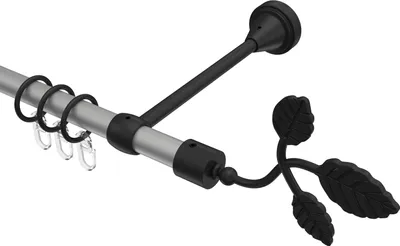 Produktbild von Interdeco Gardinenstange / Vorhangstange Silbergrau / Schwarz, Typ Primus Alessia (Blatt), 16 mm Ø 1-läufig, 440 cm