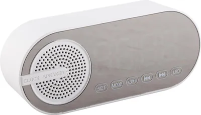 Obrázek produktu pro Bluetooth reproduktor Duální budík Bluetooth5.0 Zrcadlové hodiny Reproduktor dobíjecí přenosný pro kempování taneční párty bílý