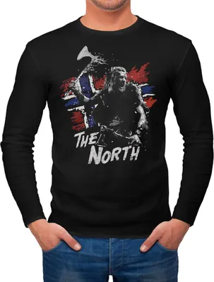 Produktbild von Herren Longsleeve The North Wikinger Berserker Norwegen Valhalla Odin Ragnar Langarm-Shirt Fashion Streetstyle Neverless® schwarz S