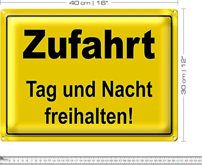 Produktbild von Blechschild Hinweis 40x30cm Zufahrt Tag und Nacht freihalten