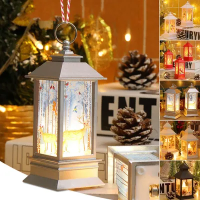 Produktbild von Przenośne lampiony bożonarodzeniowe z bezpłomieniowymi świecami LED, świąteczna mini latarnia wisząca, dekoracja bożonarodzeniowa Lampion bożonarodzeniowy Ozdoba choinkowa