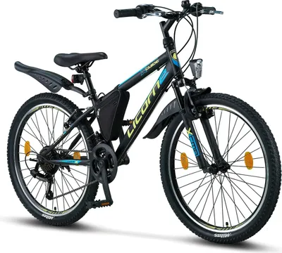 Produktbild von Licorne Bike Guide Premium Mountainbike Shimano,Farbe:Schwarz/Blau/Lime;Zoll:24