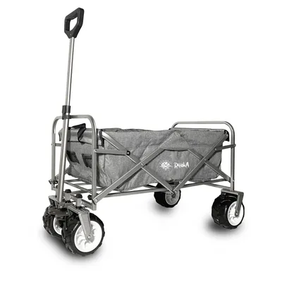 Image de Rijoka Bollerwagen Faltbar - Teleskopstange und Offroad Reifen - Handwagen Klappbar - bis 100kg Tragkraft - 100x 62x 105cm - Jeans Grau