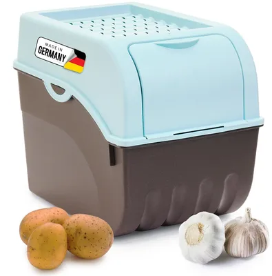 Produktbild von Novaliv 1x Groß 9l Kartoffelhorde türkis light Kartoffelbehälter Kartoffelbeutel Kartoffeleimer Kartoffeldose