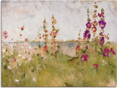 Produktbild von ARTland Leinwandbild Stockrosen am Meer Größe: 80x60 cm