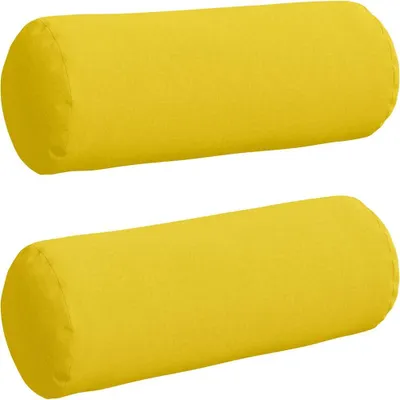 Image de vidaXL Coussins bolster, lot de 2, tissu, jaune clair, diamètre 25 x 70 cm