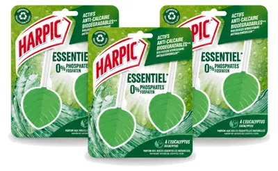 Imagen del producto de 3 unidades de Harpic Eco Toiletblock - Eucalipto - con aceites esenciales naturales - Paquete económico - 3 unidades