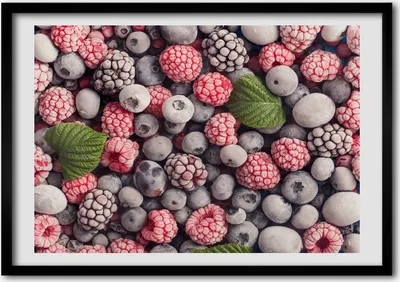 Produktbild von Bild - Bilder - Bilderrahmen - 70 cm x 50 cm - MDF-Rahmen, Wandkunst Gefrorene Beeren