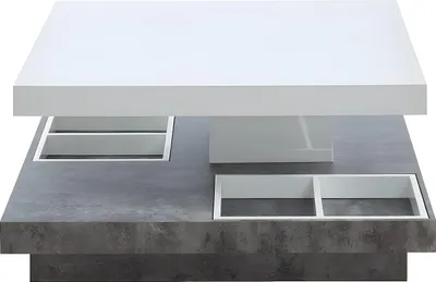 Produktbild von Couchtisch FAUSTO – Drehbare Tischplatte – MDF, weiß lackiert, Betonoptik