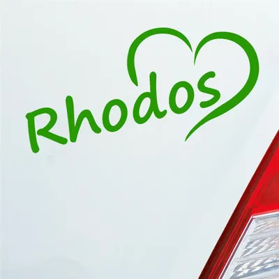 Produktbild von Auto Aufkleber Rhodos Herz Stadt Insel Island Liebe Love 16,5x8 cm Hellgrün Sticker Heckscheibenaufkleber