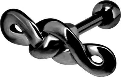 Produktbild von Helix Ohrpiercing 925 Sterling Silber mit Webmuster in verschiedenen Farben Material - Silber schwarz-plattiert Verschlusskugel - 4 mm Stablänge - 6 mm